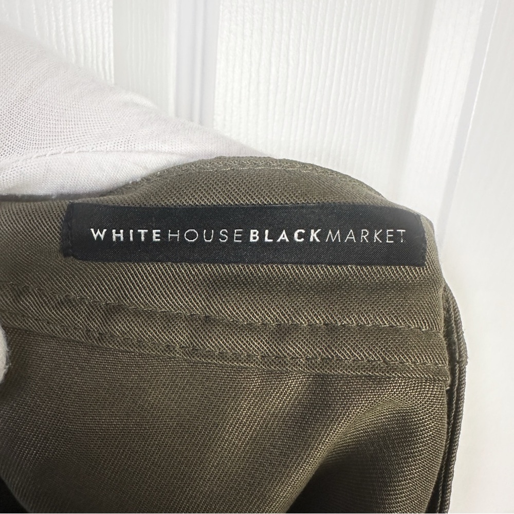 White House Black Market WHBM The 5" Short Lace Up Lyocell Olive Green Women's 8 - Picture 7 of 11